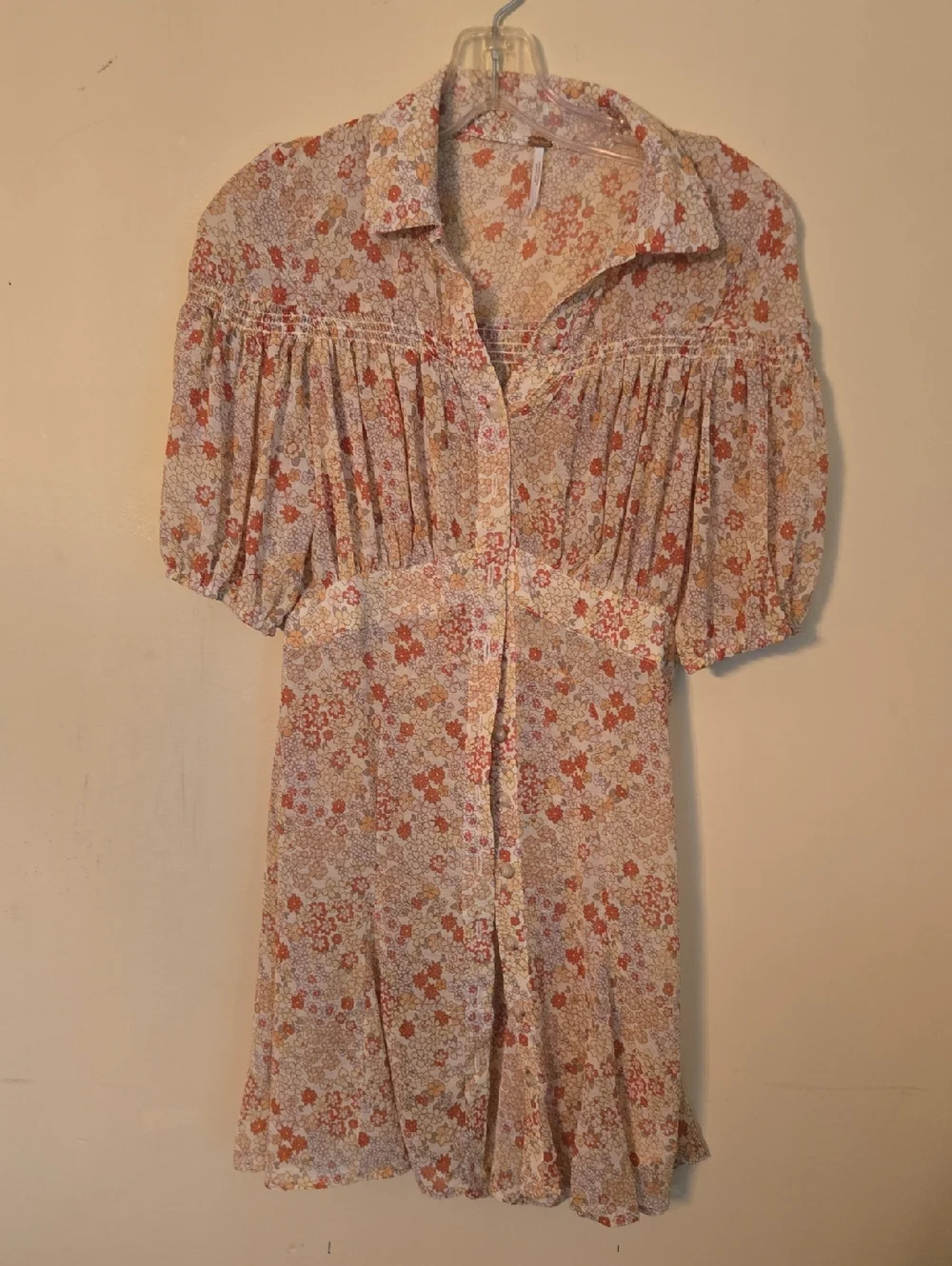 Free People Bonnie Floral Puff Sleeve Mini Dress